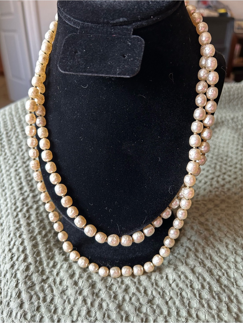 Vintage 45” Miriam Haskell 1960s Cultured Pearl Long necklace